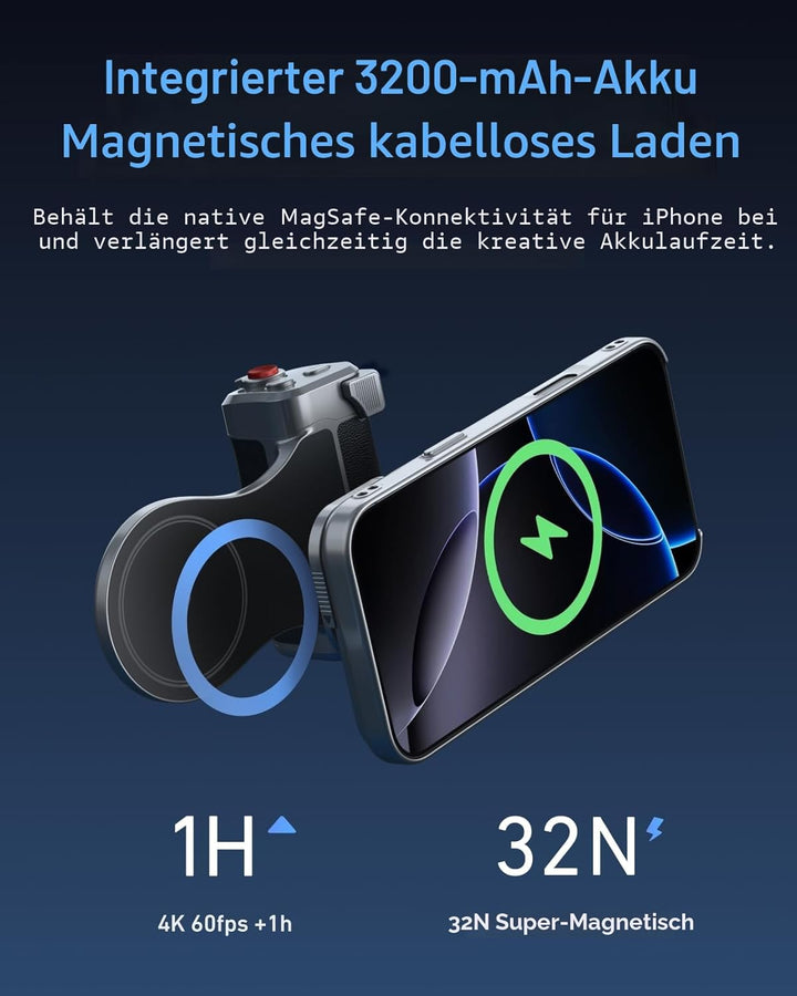 【Nur für iPhone 17 Pro MAX】 TELESIN Master Grip Kit, Magnetic Kameragriff Creator Kit für iPhone 17