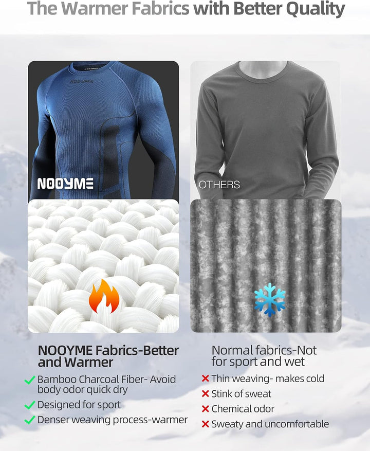 NOOYME Thermounterwäsche Herren Elastisch Funktionsunterwäsche Herren Weich Thermo Unterwäsche Männe