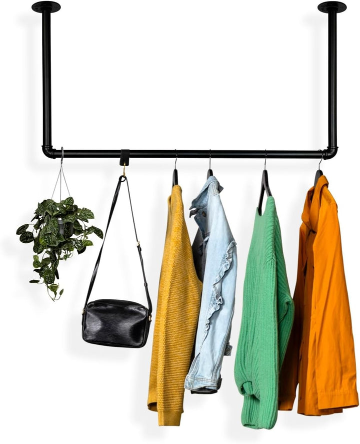 Kleiderstange Garderobe Industrie Design für Decke | Breite 100 cm x Höhe 30 cm | Deckengarderobe |
