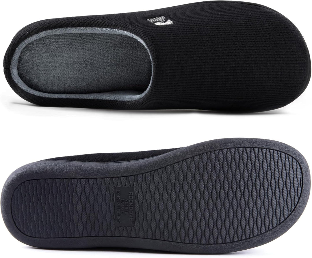 RockDove Herren Original Zweifarbige Hausschuhe mit Rückstellschaum 43.5 EU Schwarz und Grau, 43.5 E