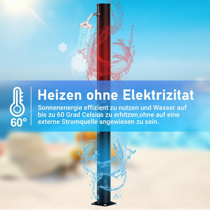 Solardusche 20L Solar Gartendusche warmes Wasser Bis Zu 60°C Ohne Stromanschluss Pooldusche Camping