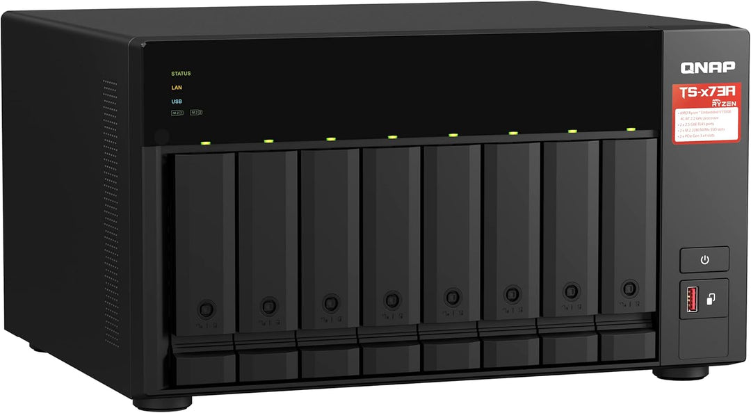 Qnap TS-873A-8G 8-Bay NAS, AMD Ryzen V1000 Series V1500B 4C/8T 2,2 GHz, One Size NAS Single 8-bay 8G