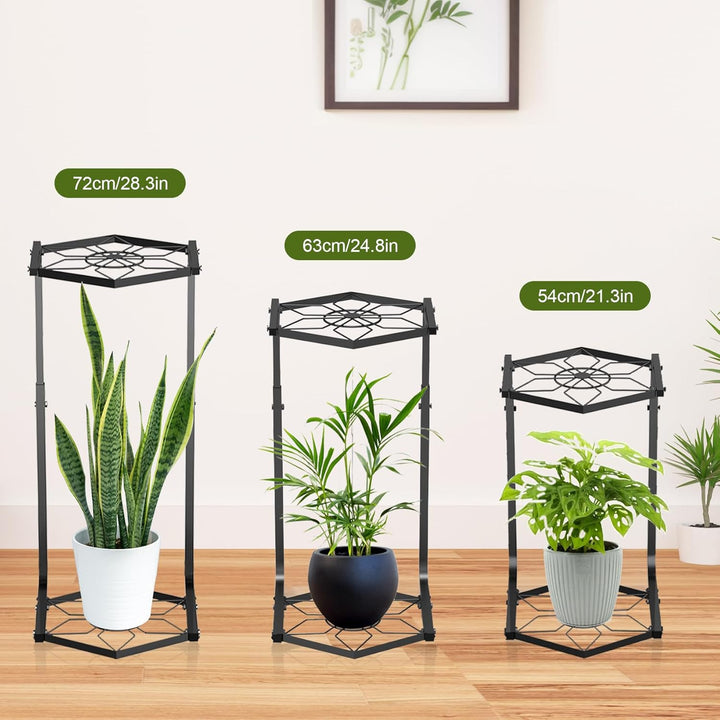 LAGAHS 2 Etagen Pflanzenständer Blumenständer Metall für den Innen- und Aussenbereich, Schwarz Verst