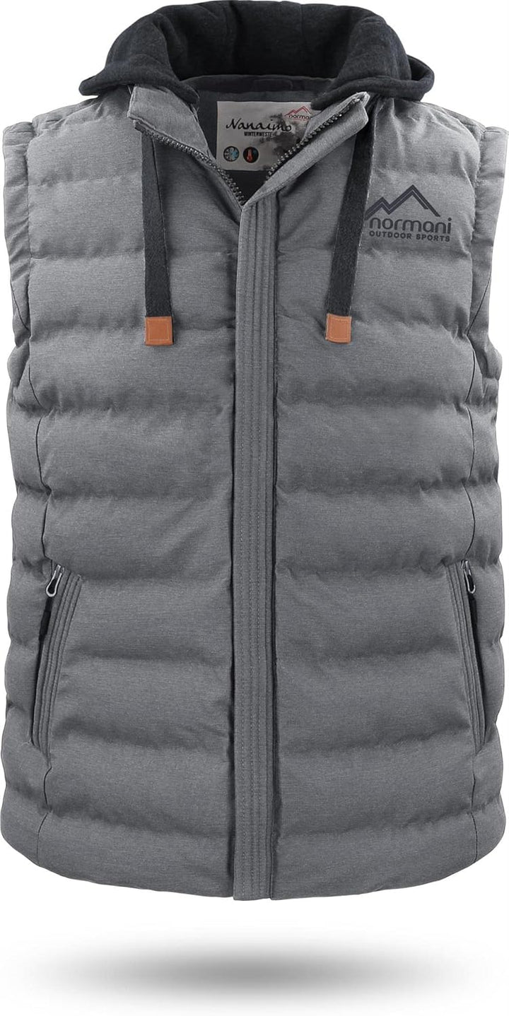 normani Herren Weste Steppweste mit Swaet Kapuze und Stehkragen - Outdoor Weste mit wasserdichten Re