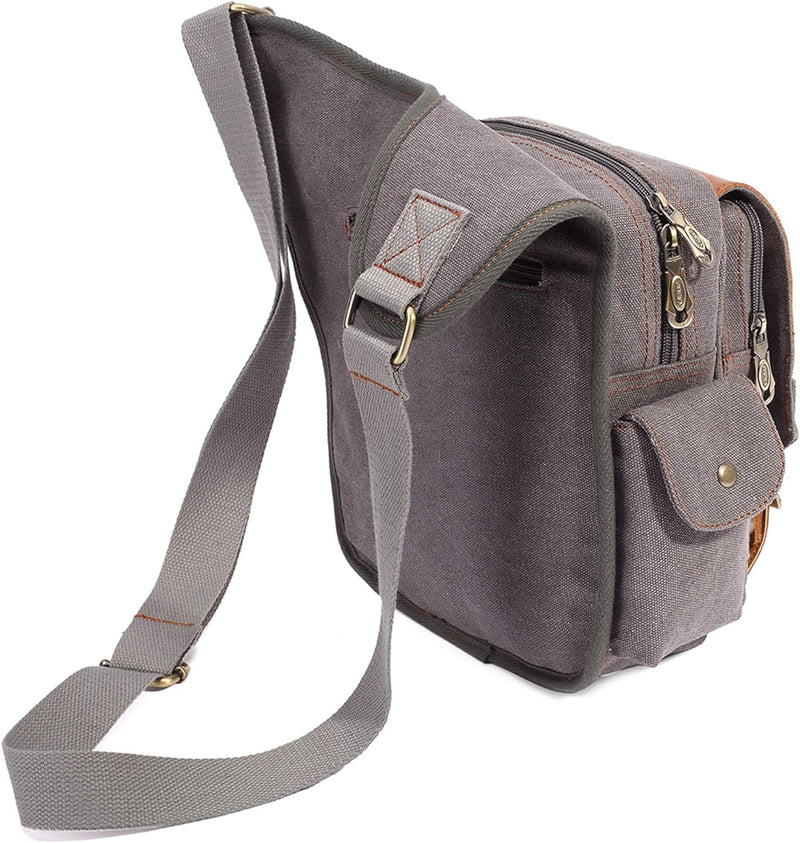 KAUKKO Canvas - Brusttasche für Damen und Herren - Umhängetasche Grau Jnl-sg-09, Grau Jnl-sg-09