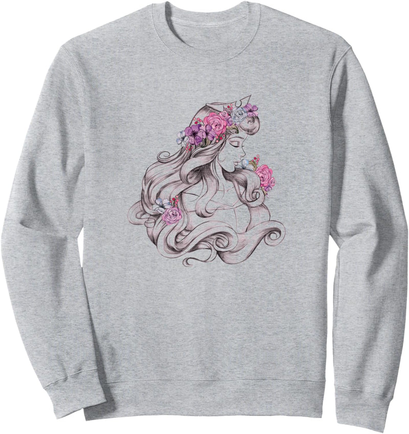 Disney Sleeping Beauty Aurora Floral Sketched Portrait Sweatshirt