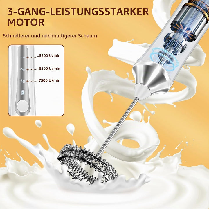 NEUTYPECHIC Milchaufschäumer Elektrisch Stab, USB-C Aufladbar Milk Frother, Milchschäumer Stab mit 3