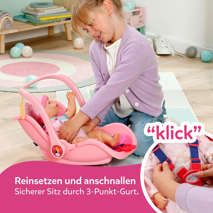 Baby Born Babyschale Pink, Puppen-Babyschale mit Tragegriff, Sicherheitsgurt und Anhänger