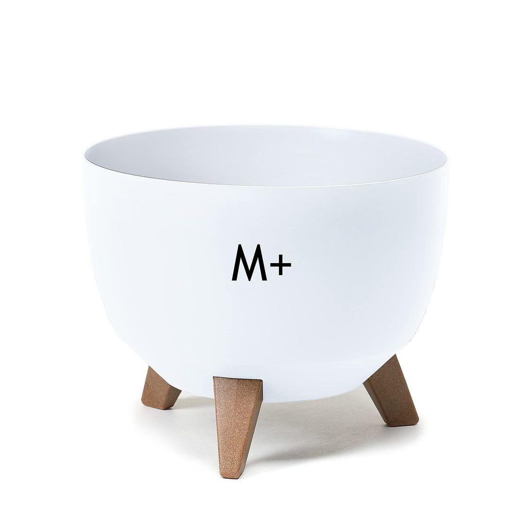 MELTOM Blumentopf mit Füssen aus Kunststoff Schale Rund mit Einsatz Kräutertopf (Weiss, M+ 33 cm) We