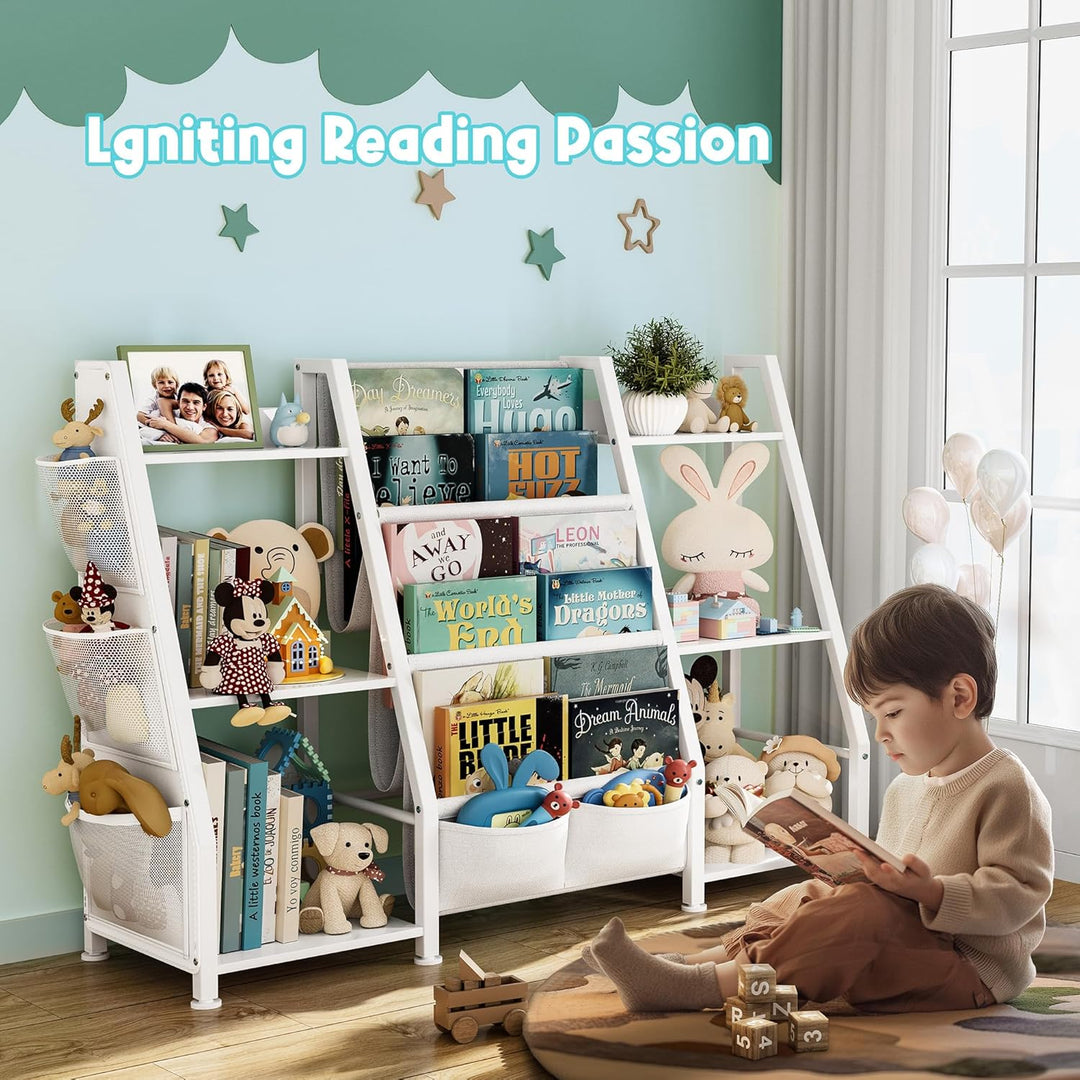 Kinderregal Kinderzimmer Weiss Offenen Aufbewahrungsregal: Kinder Bücherregal mit 3 Fächern für Büch