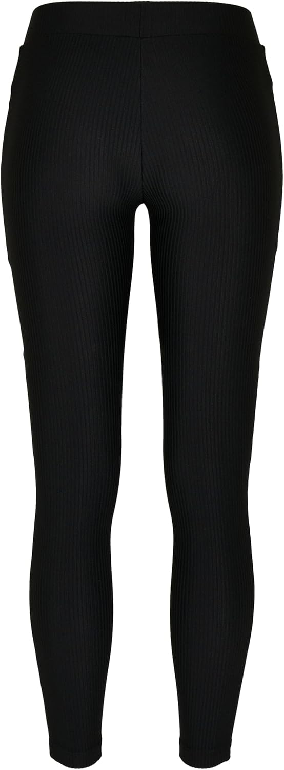 Urban Classics Damen Ladies Tech Mesh Rib Leggings XS Slim Schwarz, XS Slim Schwarz