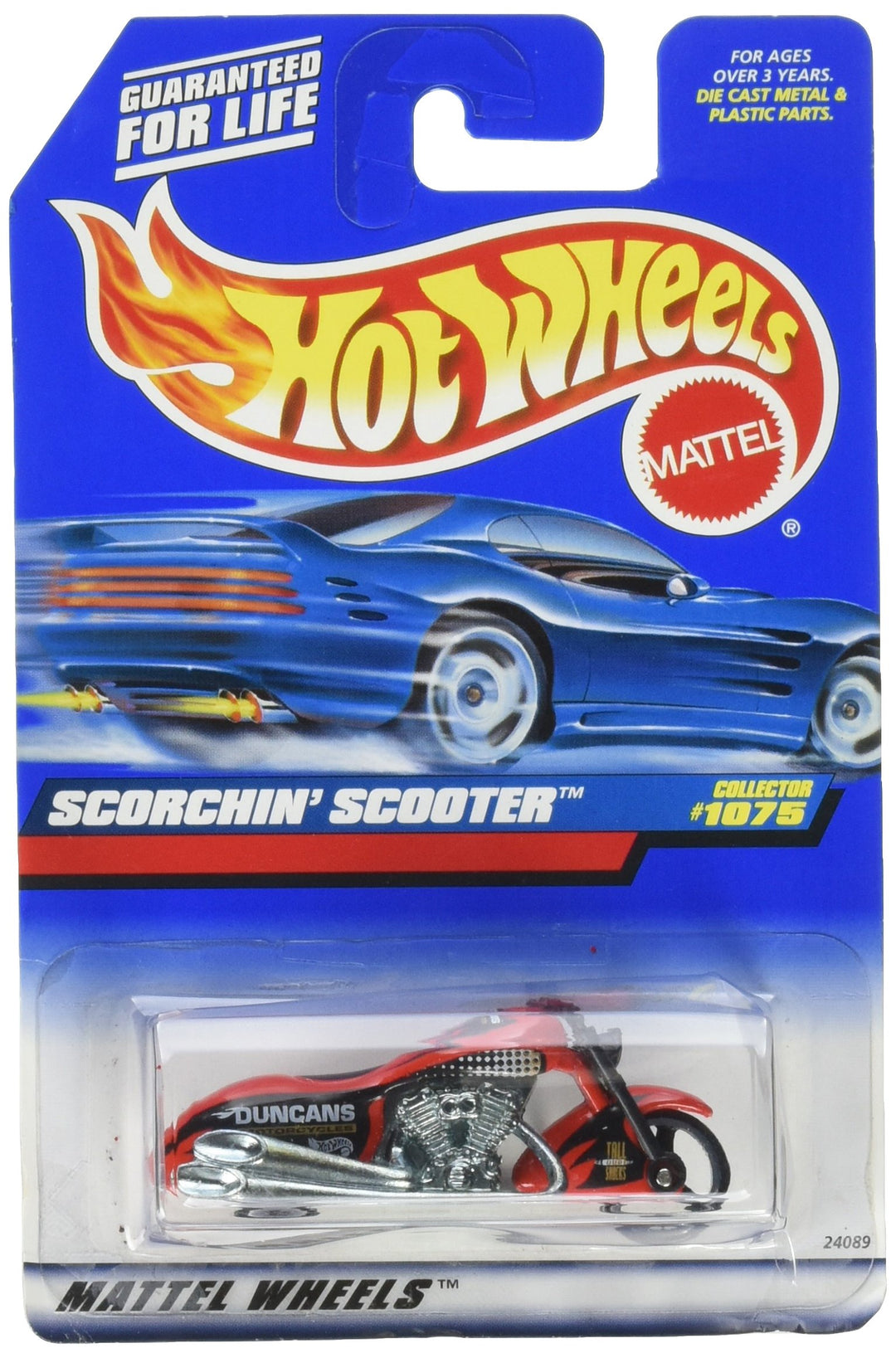 Mattel Hot Wheels 1999, Massstab 1:64, Red Scorchin Scooter, Druckguss-Motorrad, Sammler, #1075