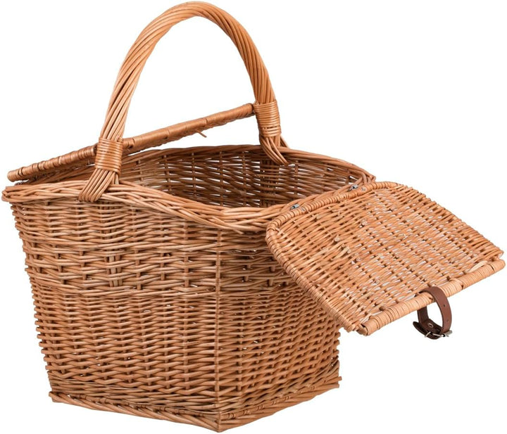 Picknickkorb Weidenkorb mit Deckel grosser Aufbewahrungskorb für Obst und Gemüse Proviantkorb Essens
