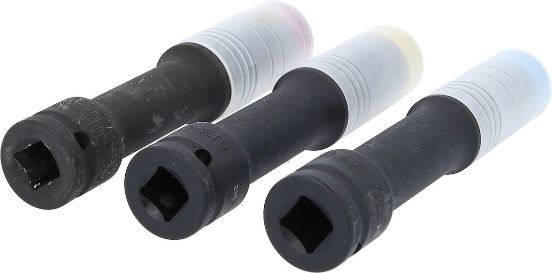 KS Tools 515.0622 SlimPOWER Alu-Felgen Kraft-Stecknuss-Satz, extra lang, 3-tlg., 1/2", 17, 19, 21mm