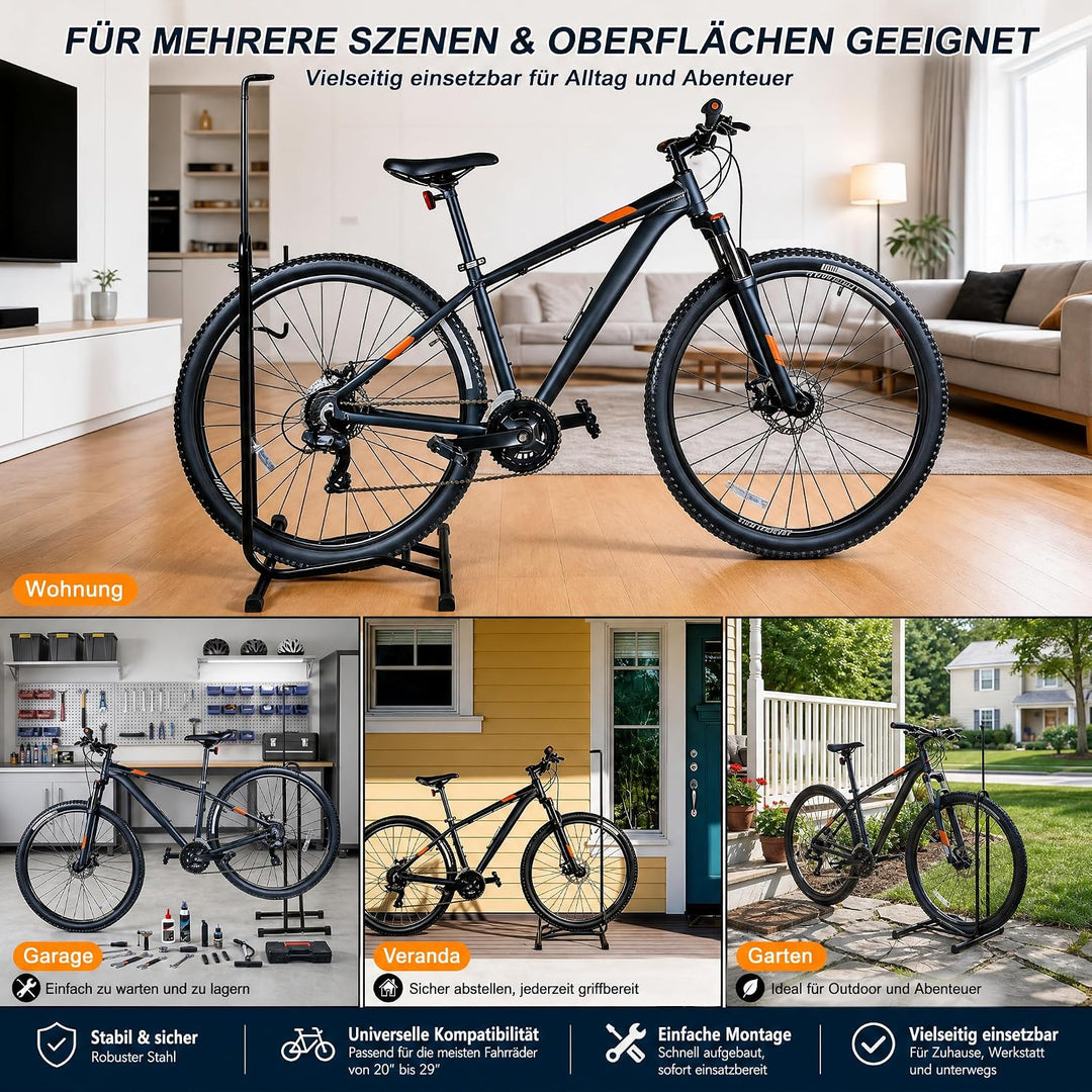 hotsizz 3-in-1 Fahrradständer Boden Geeignet für Räder bis 70 cm / 27,5 Zoll Horizontal und vertikal