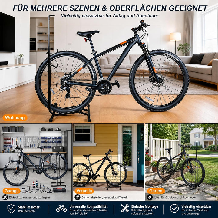 hotsizz 3-in-1 Fahrradständer Boden Geeignet für Räder bis 70 cm / 27,5 Zoll Horizontal und vertikal