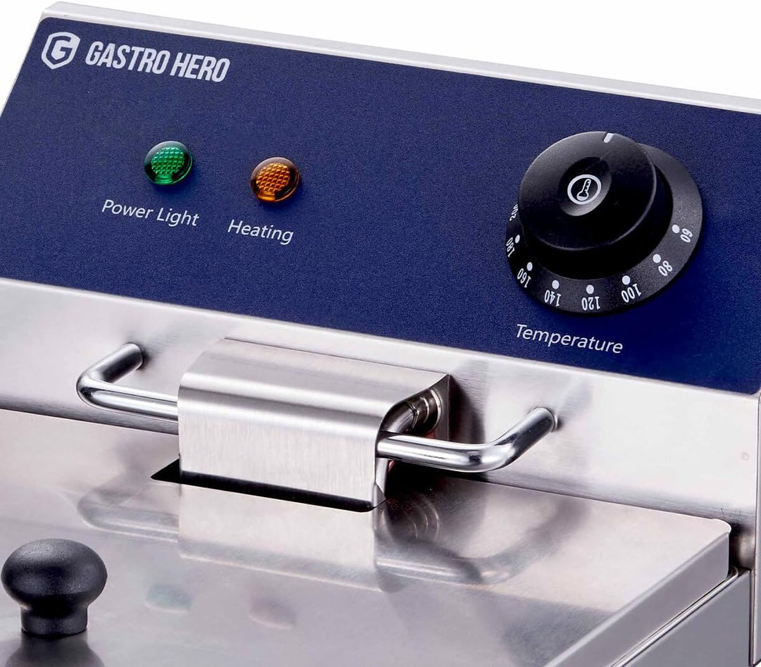 GastroHero Elektro Fritteuse 6L I Edelstahl-Fritteuse mit Thermostat und Überhitzungsschutz I Kompak