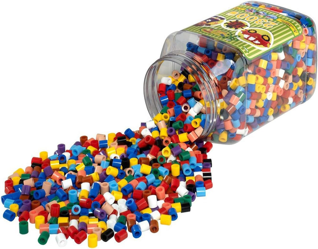 Hama Perlen 8587 Bügelperlen Dose mit ca. 2.300 bunten Maxi Bastelperlen mit Durchmesser 10 mm bunte