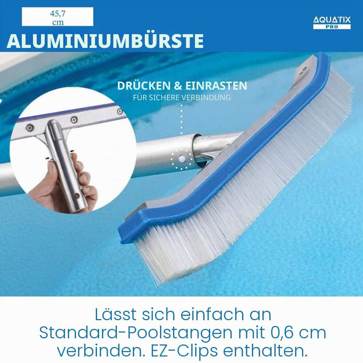 Aquatix Pro Poolbürste, reinigingsborstel voor zwembaden, Aluminium, 45,7 cm, met EZ-Clips; deze rob