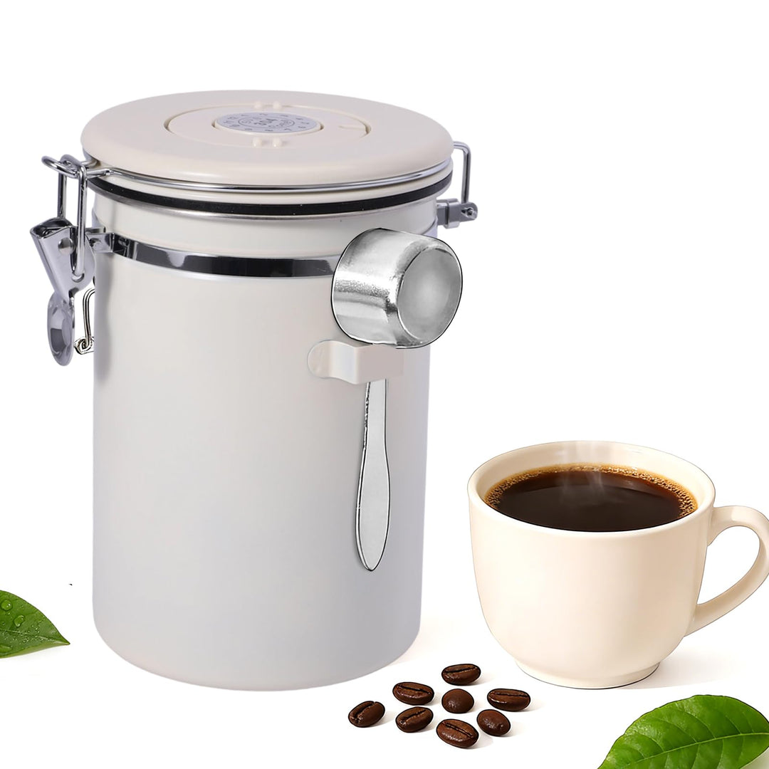 Luftdichte 304 Edelstahl Kaffeedose, 1,8 L Kaffeedose Luftdicht mit Datumsverfolgung und Edelstahllö