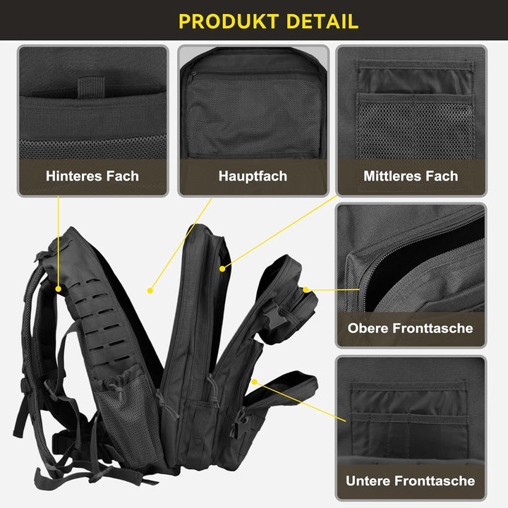 Zavothy 35/45L Militär Rucksack Herren Damen, Taktischer Rucksack, Trekkingrucksacke Rucksäck Outdoo