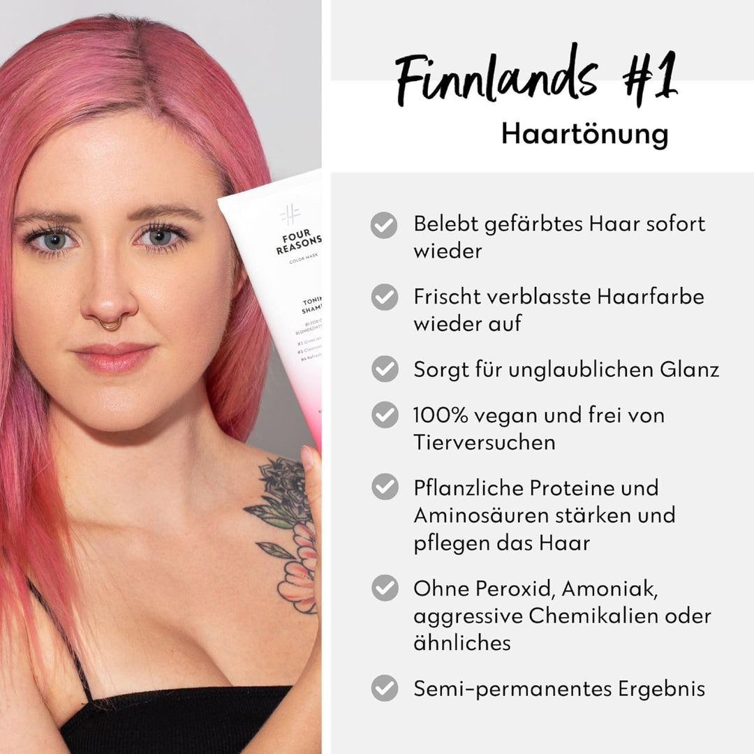 FOUR REASONS Farbmasken-Shampoo – Sulfatfreies, tonisierendes Rosa-Shampoo für rosa Haare – Farbabla