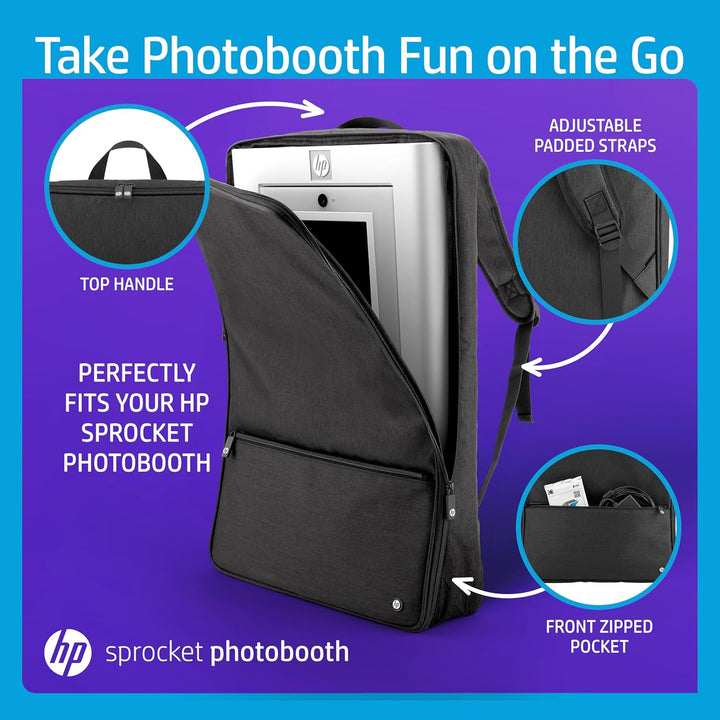 HP Sprocket Photobooth Reise-Rucksack (Schwarz) - Gepolsterte Tasche mit verstellbaren Trägern und v