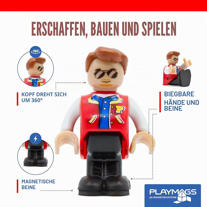 Playmags Magnetic Figures Community Figures Set von 15 - Spielleute Perfekt für Magnetfliesen - Mint