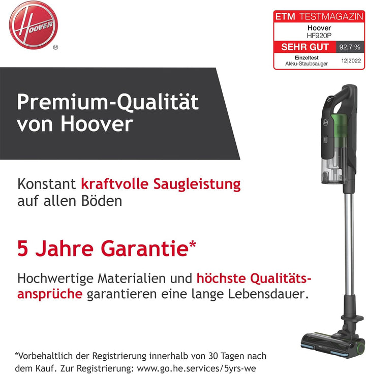 Hoover Akku-Staubsauger Tierhaare HF9 PET I Bis zu 240 m² bzw. 60 Min Laufzeit mit 2 Akkus I Leistun