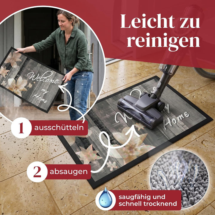 Hochwertige Fussmatte 60x80 cm (Large) – Schmutzfangmatte für Innen &amp; Aussen, rutschfest mit hoher S