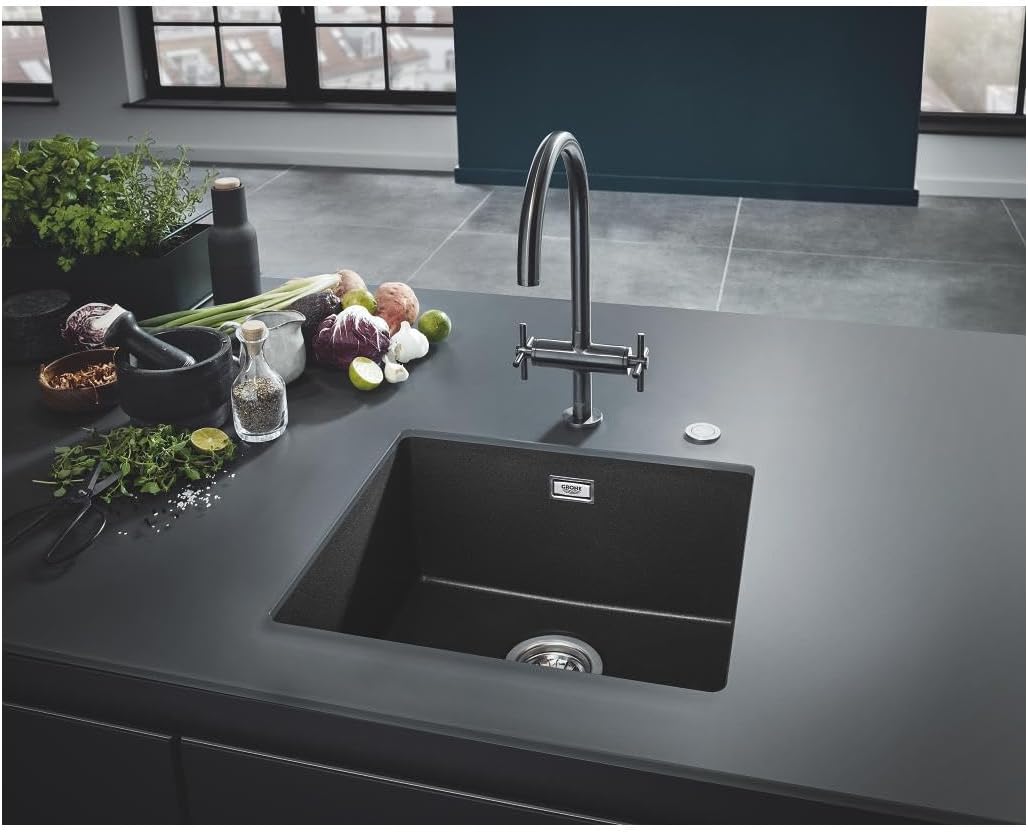 GROHE K700 Unterbau | Kompositspüle | granit schwarz | 31653AP0, 45.7 x 40.6 cm Grau (Granite Black)