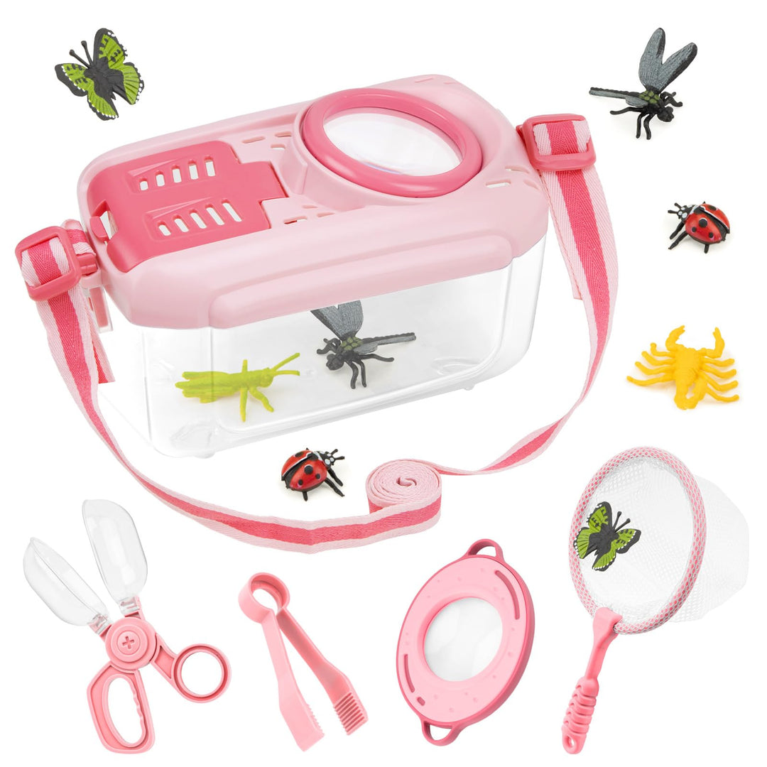 Forscherset für Kinder ab 4, Entdecker Set mit Insekten Beobachtungsbox, Lupenglas Kinder, Insektenf