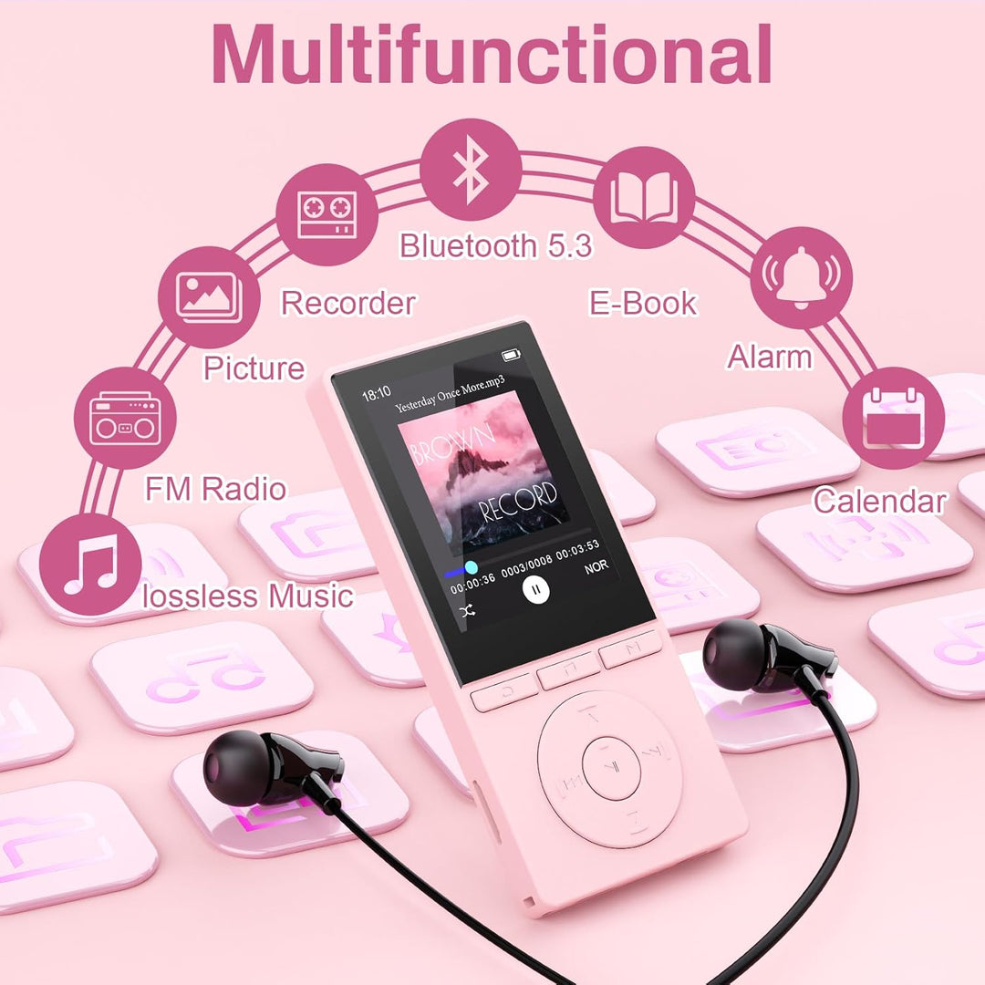 64GB MP3 Player with Bluetooth 5.3, Music Player with HiFi Sound for Sports Runners, 2.4" Screen MP3
