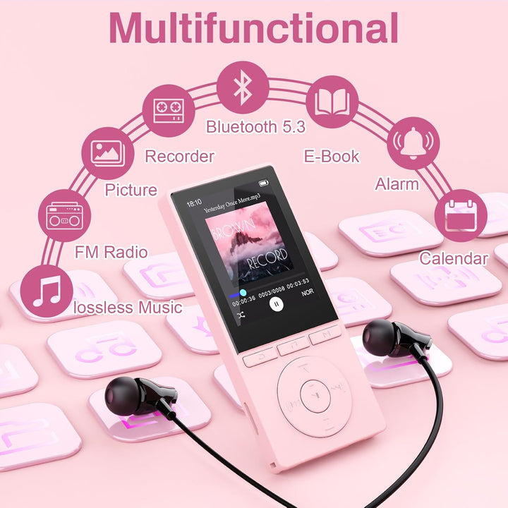 64GB MP3 Player with Bluetooth 5.3, Music Player with HiFi Sound for Sports Runners, 2.4" Screen MP3