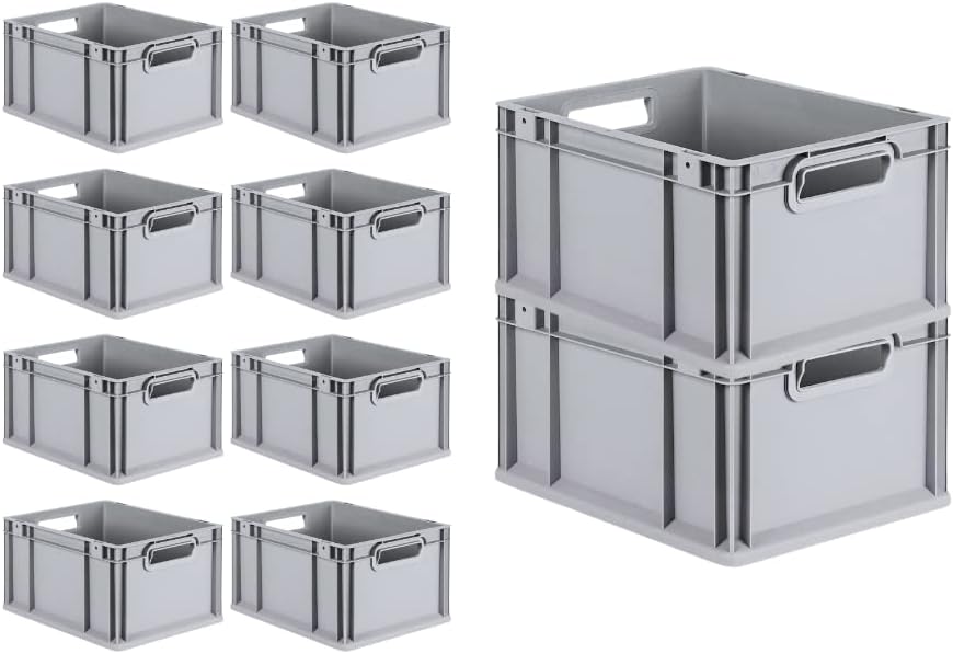 PROREGAL SuperSparSet 10x Eurobox NextGen Grip | HxBxT 22x30x40cm | Griffe offen | Glatter Boden | G
