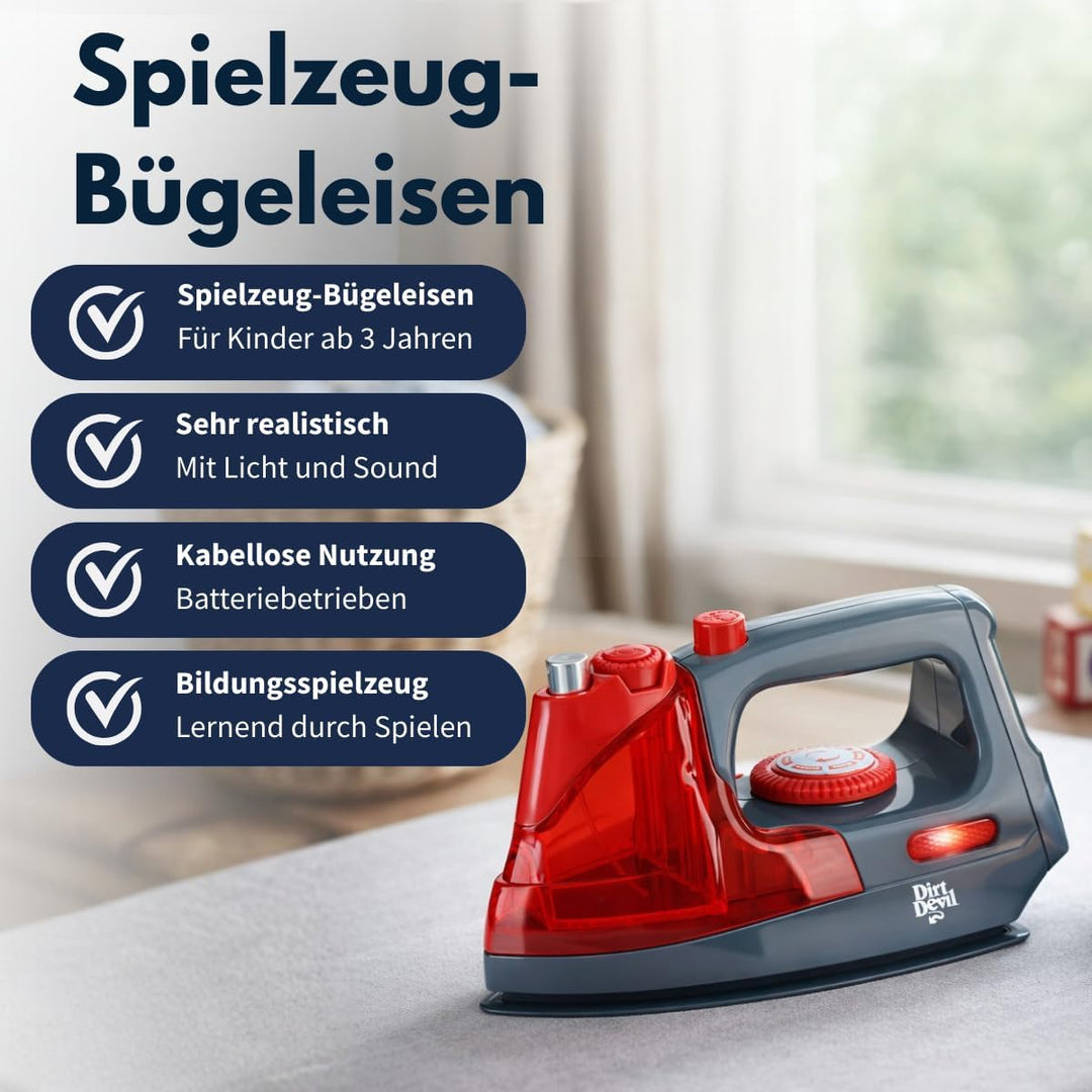 Dirt Devil Kids Spielzeug-Bügeleisen mit Licht und Sound – Spielzeug-Bügeleisen mit Sprühfunktion un