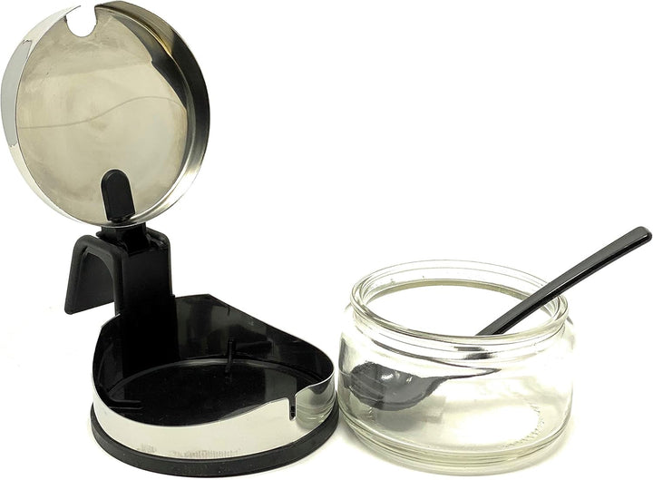 Zuckerdose Glas mit Deckel Edelstahl mit Löffel Zuckerbehälter Zuckerspender Parmesandose Marmeladen