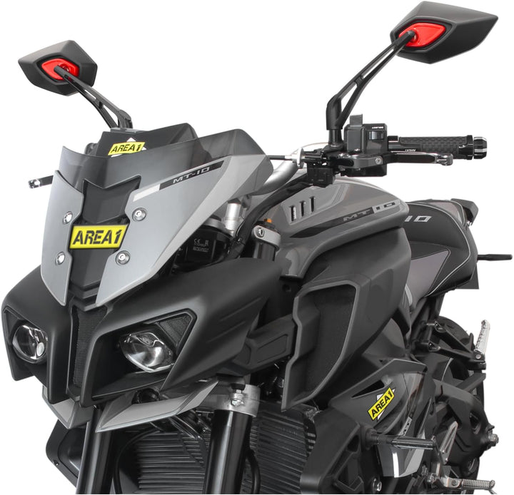 Area1 Universal Motorrad Rückspiegel Paar e-geprüft 2x M10 Rechtsgewinde + Linksgewindeadapter, komp