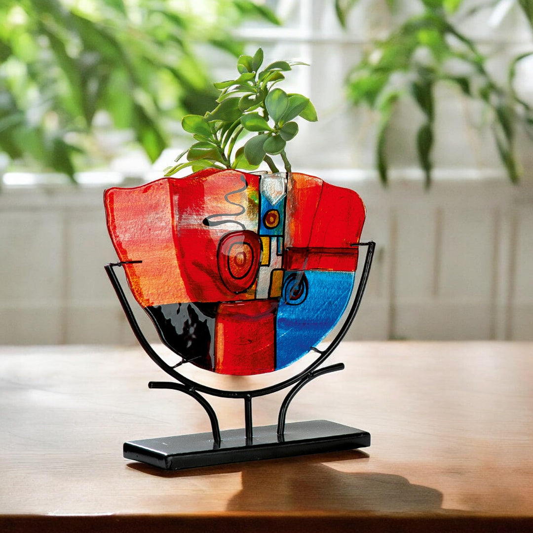 GILDE Glas Art Dekovase XL – Designer Deko abstrakte Vase Dekoobjekt – Home Design für Wohnzimmer Sc