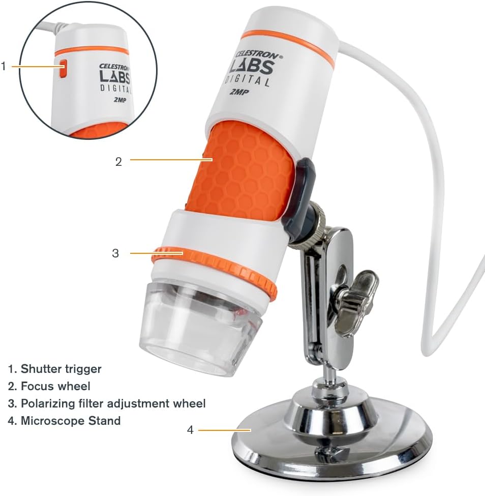 Celestron Deluxe Capture Your Discoveries 44302-C Handheld Digitalmikroskop, Grau Deluxe, Handgerät,