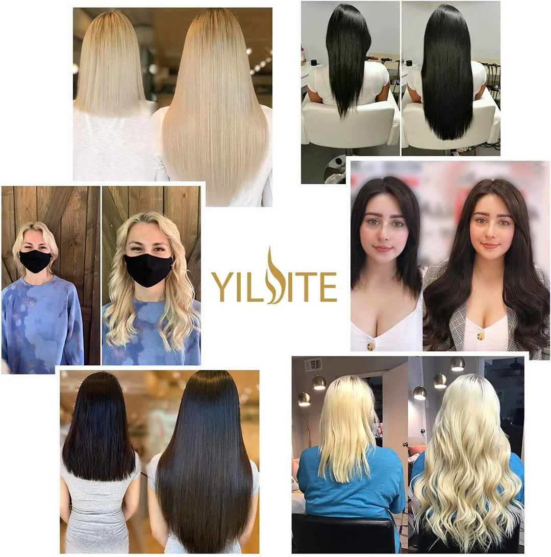 YILITE Bondings Extensions Echthaar 35cm 40g 50 Strähne Remy U Tip Extensions Echthaar Bondings Exte