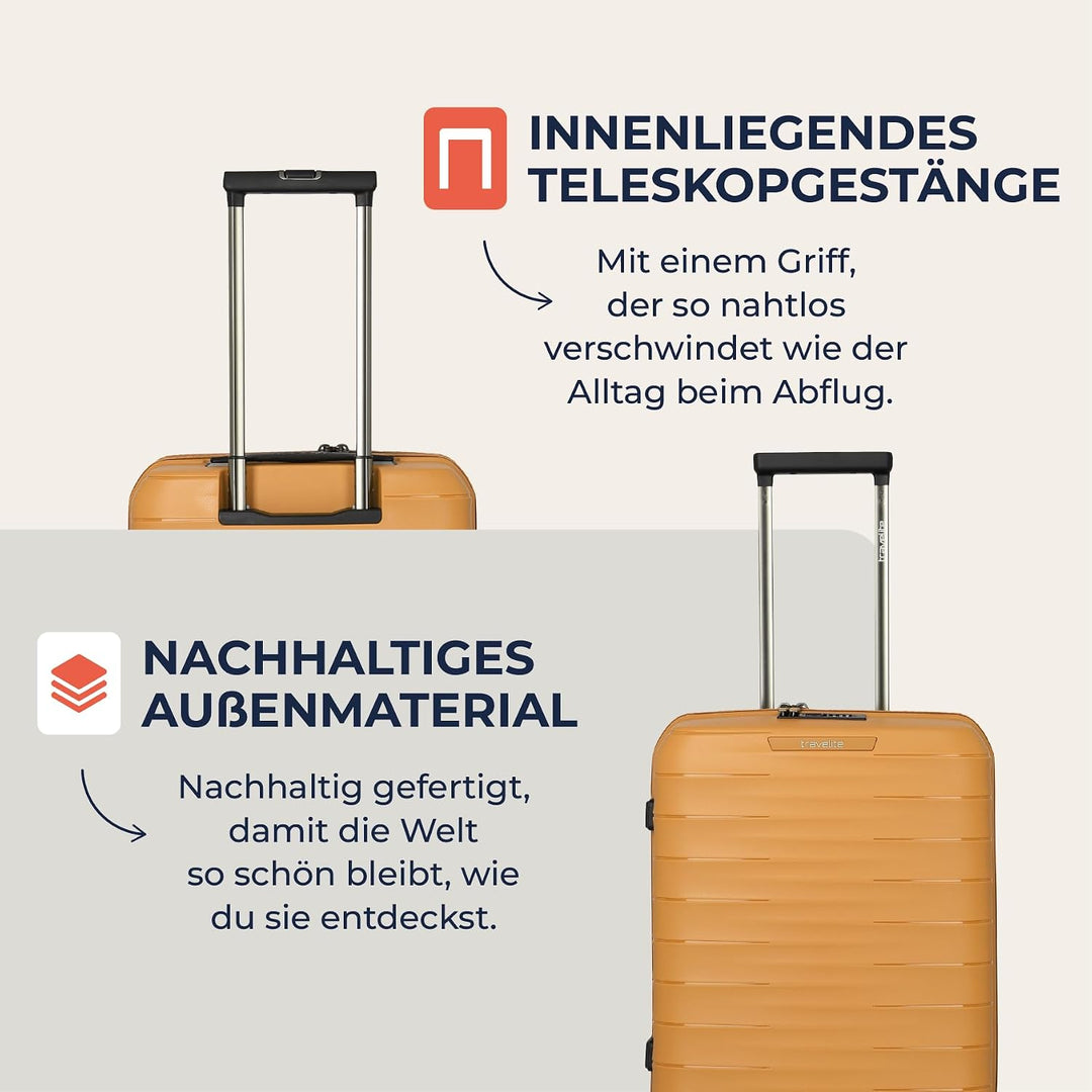 Travelite Koffer Set MOOBY Grössen L/M/S, 3-teilig, Hartschale | Kofferset 3-teilig aus recyceltem M