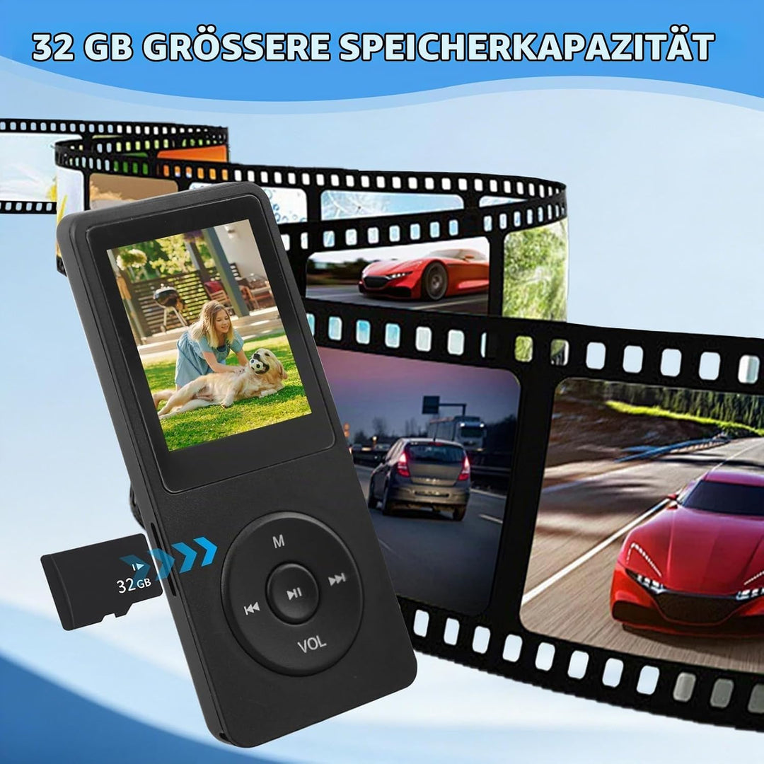 32GB MP3 Player Bluetooth 5.3 mit 1.8" TFT Farbbildschirm HiFi Musik Kinder MP3-Player mit Lautsprec