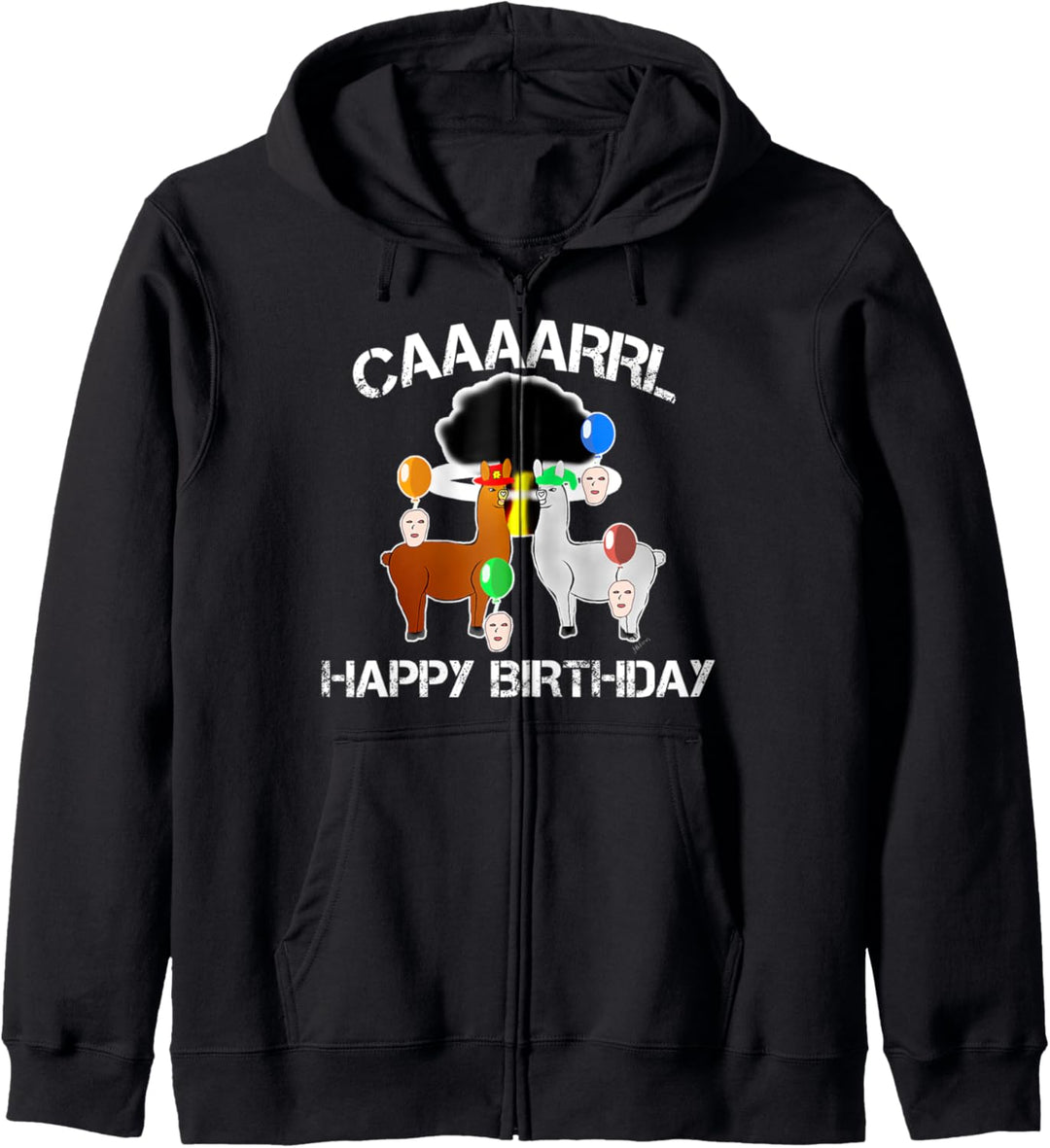Lamas mit Hüten Karl - Happy Birthday - lustiges Geburtstags Kapuzenjacke