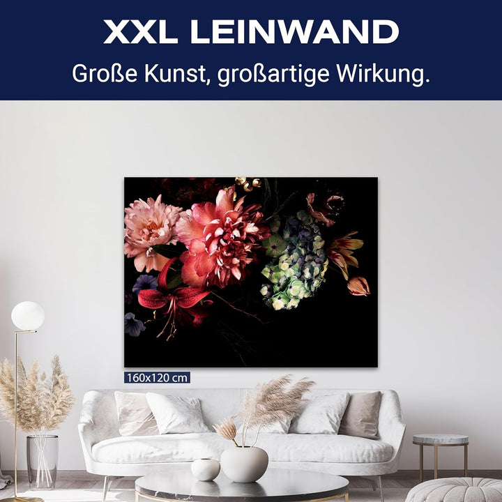 wandmotiv24 Leinwandbild Vintage, 80x60cm, Querformat, Blumen, Deko, Bilder auf Leinwand, Wanddeko,