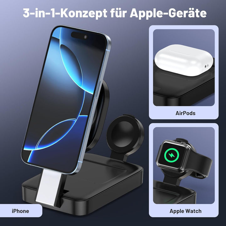 3 en 1 Pliable Station de Charge Pour Apple, Chargeur Induction sans Fil mit Mag-Safe für iPhone 17