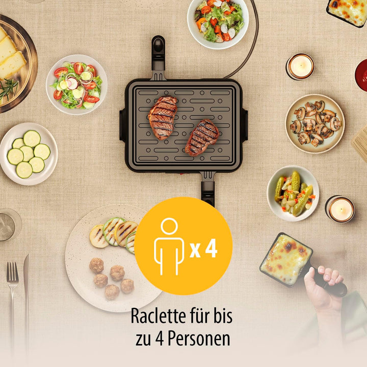 Tristar Raclette-Grill für bis zu 4 Personen, 4 Pfännchen, 500 Watt, RA-2949