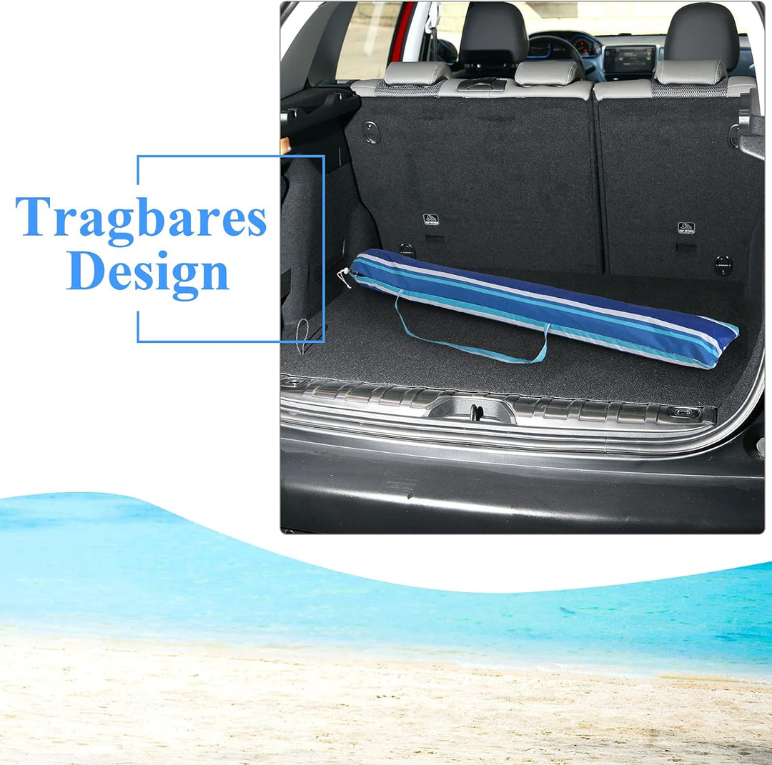 GOPLUS Strandschirm, Sonnenschirm um 30° knickbar, Gartenschirm UV 50+, Tischschirm mit Bodenhülse,
