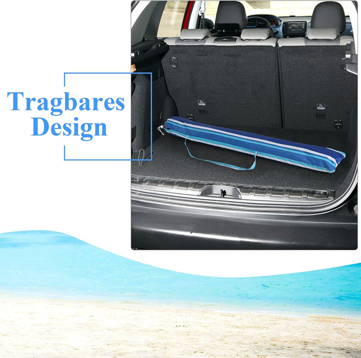 GOPLUS Strandschirm, Sonnenschirm um 30° knickbar, Gartenschirm UV 50+, Tischschirm mit Bodenhülse,