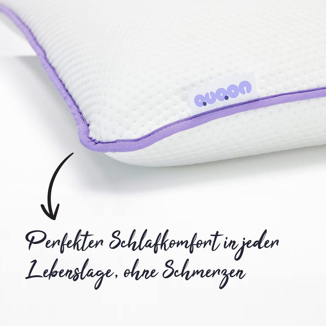 QUQON® Seitenschläferkissen - 40x80cm - Memory Foam - orthopädisches Kopfkissen für Nacken und Schul